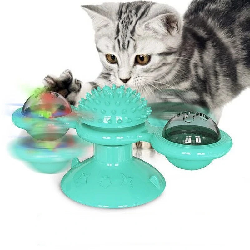 Windmill Interactive Puzzle Cat Toy Whirligig Turntable