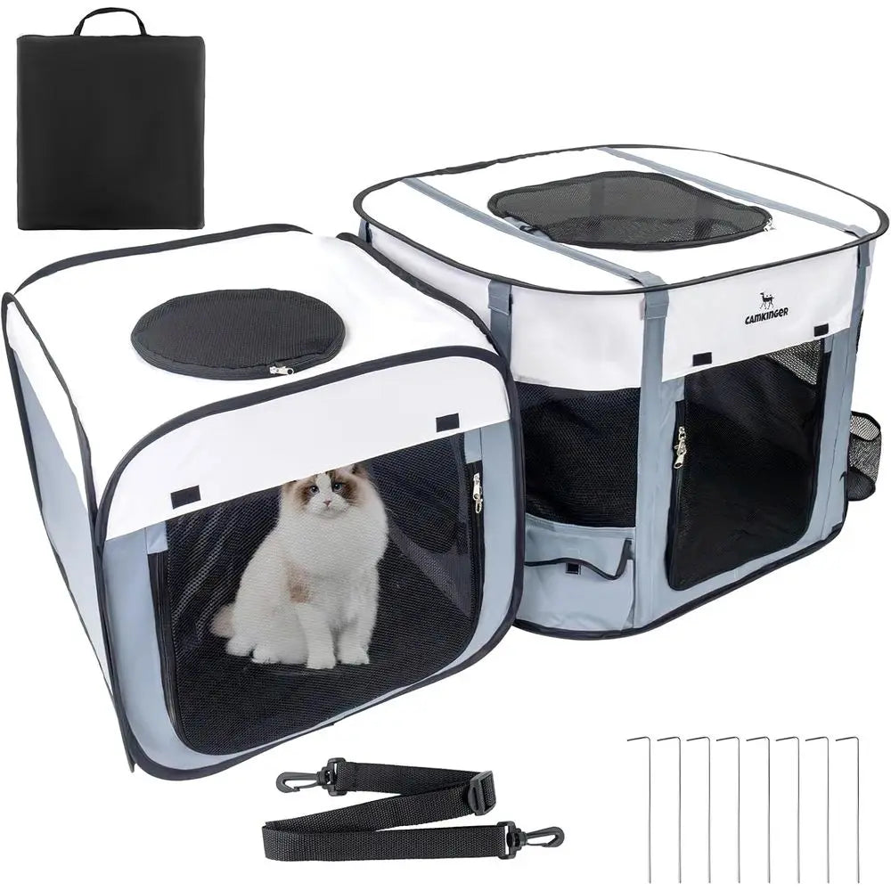 Indoor Outdoor Pet Playpen 2-In-1 Waterproof Dog Crate And Cat Enclosure