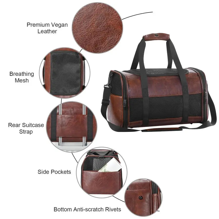 Leather Dog Carrier Airline Approved Soft Sided Pet Carrier