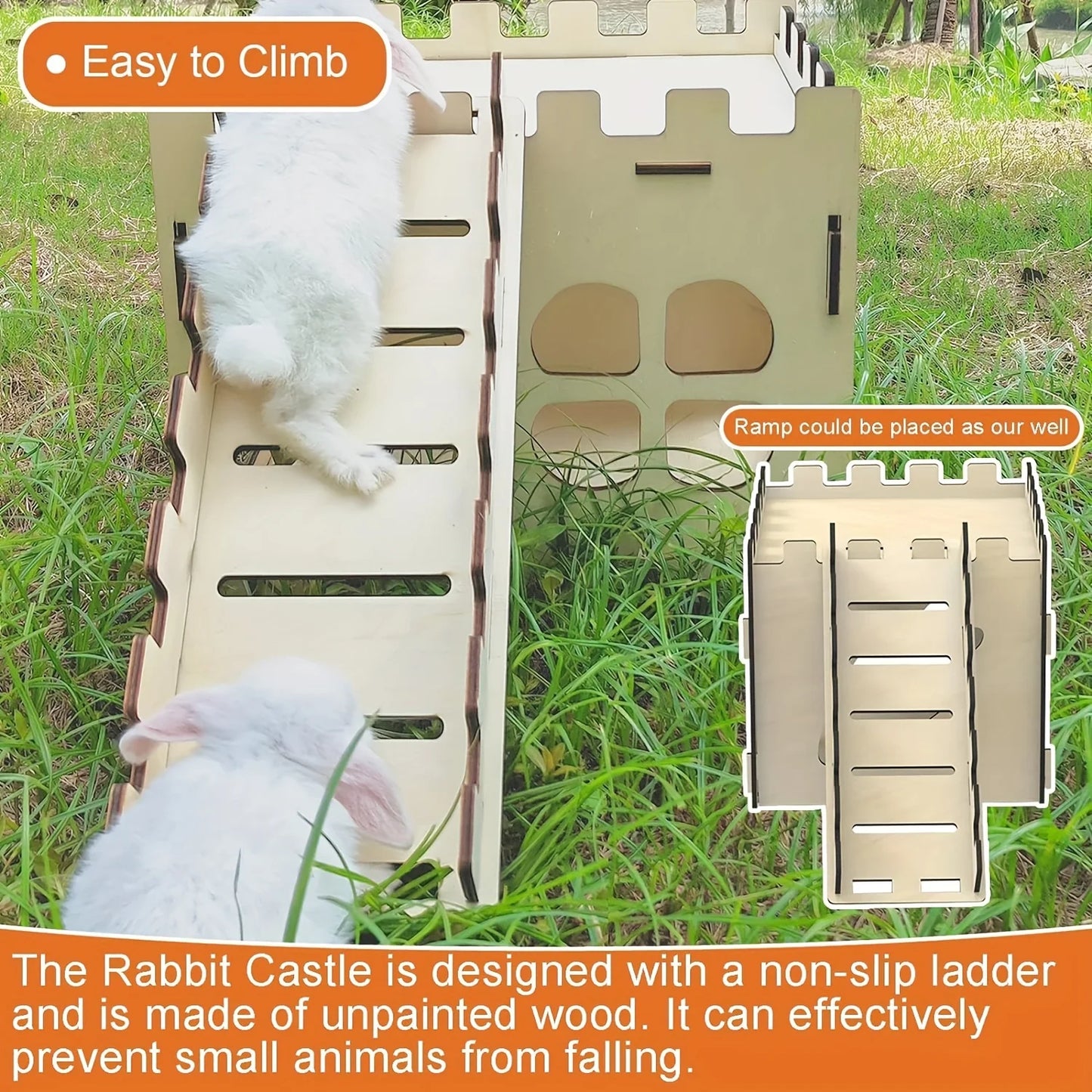 Wooden Rabbit Castle And Hiding Place For Small Pets