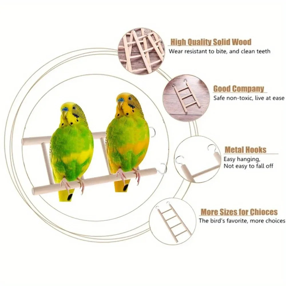 Solid Wood Parrot Climbing Ladder Toy For Birds And Pets