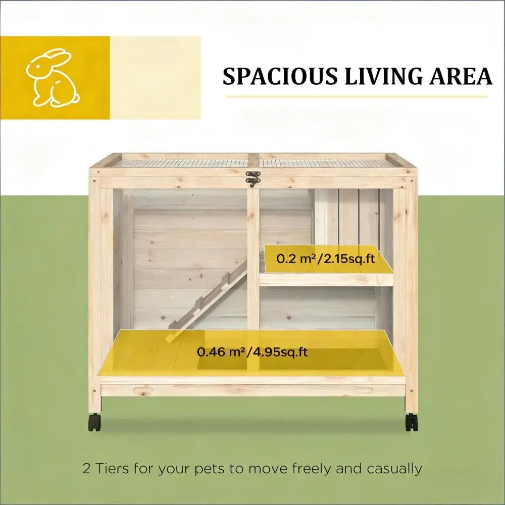 Bunny Cage Small Rabbit Hutch Spacious Indoor Pet House