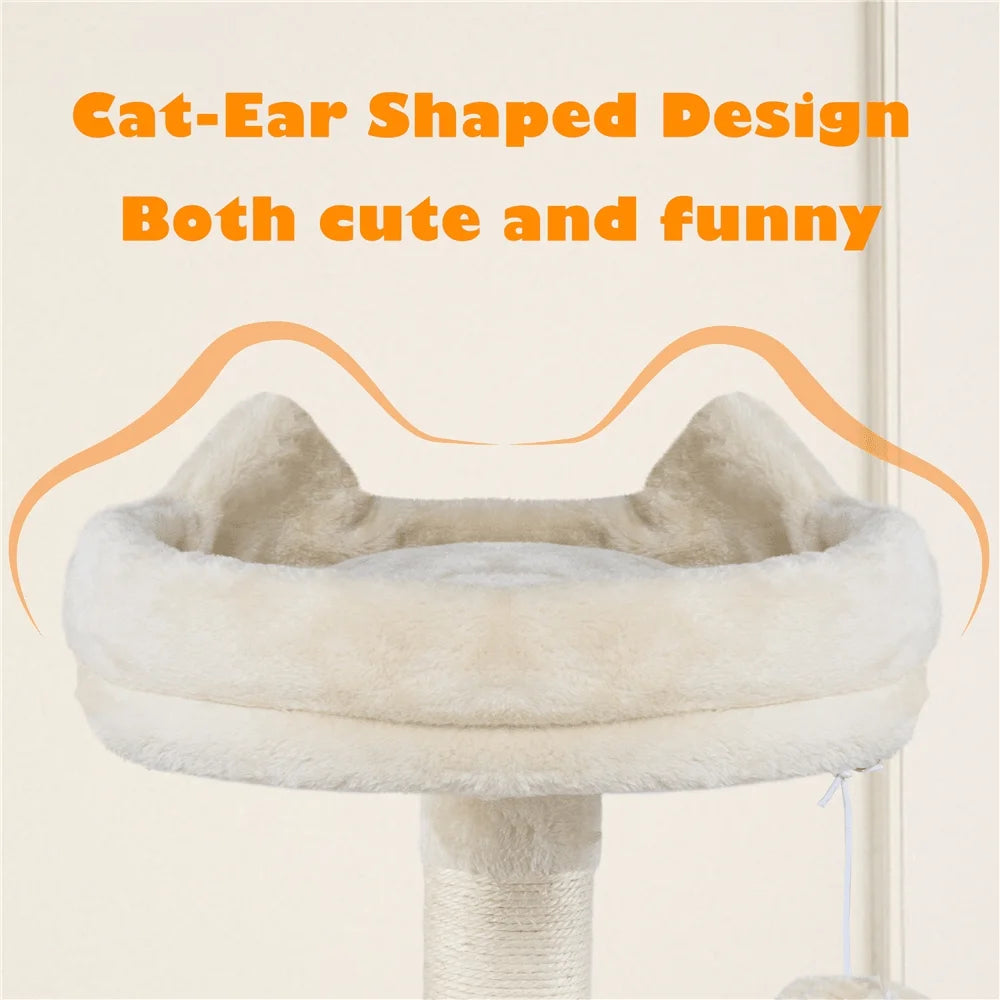 Cat Tree Tower With Two Condos Five Sisal Posts Hammock