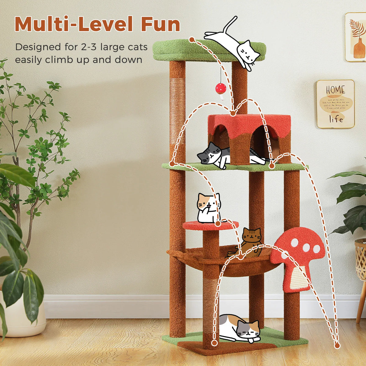 PAWZ Road Multi Tier Cat Tree With Scratching Posts Hammock