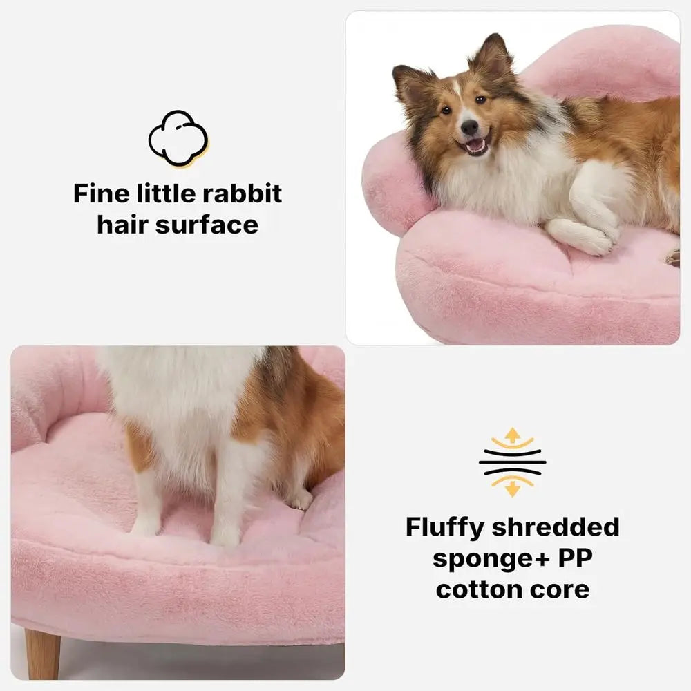 Elevated Dog Bed With Washable Cover And Sturdy Wood Legs