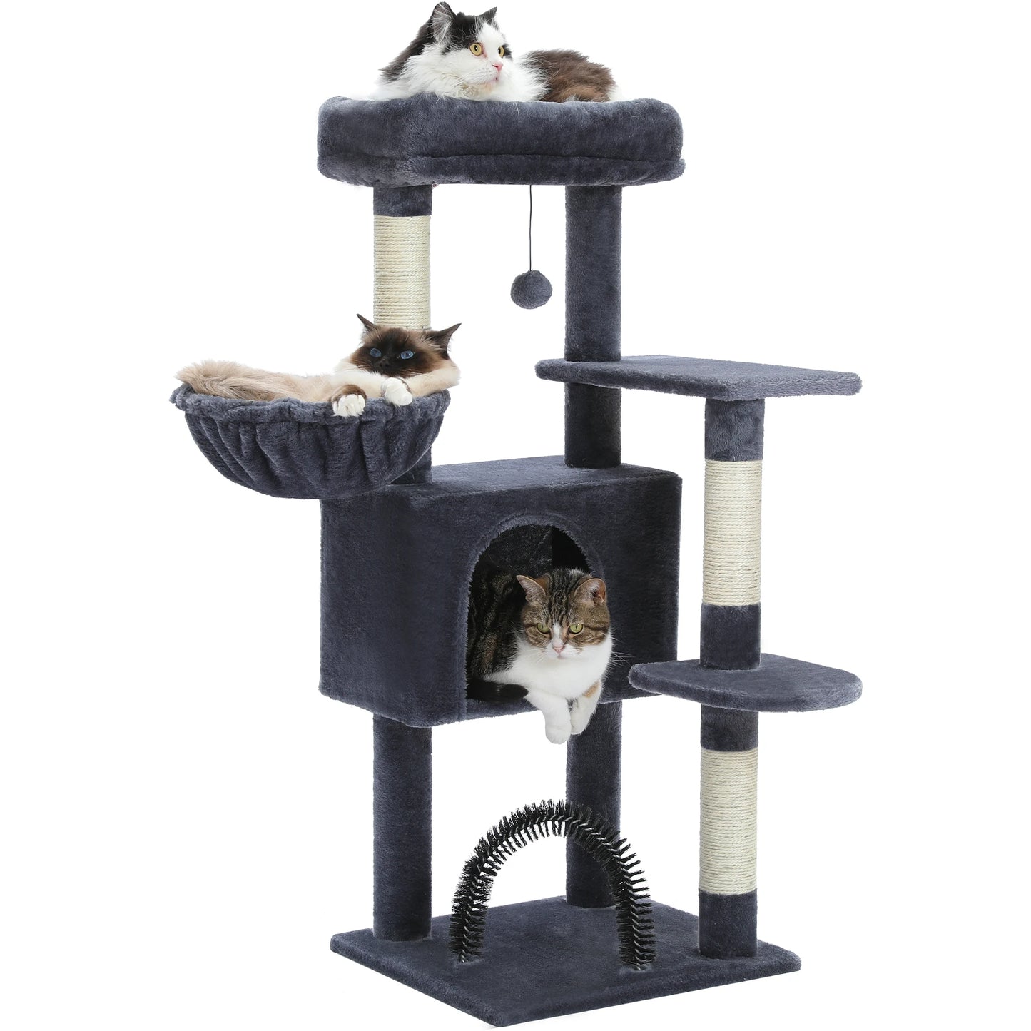 PAWZ Road Cat Tree With Toy Tower And Cozy Plush Perch For Indoor Cats