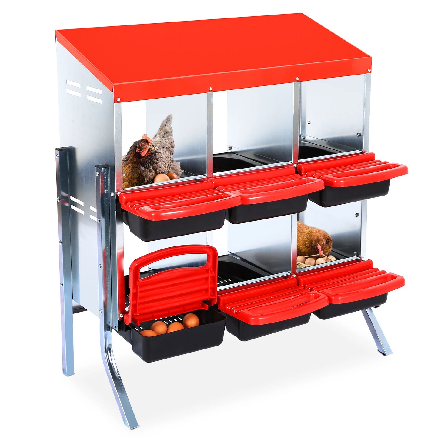 HiMISS Multi Compartment Chicken Nesting Boxes With Rollout Egg Collection