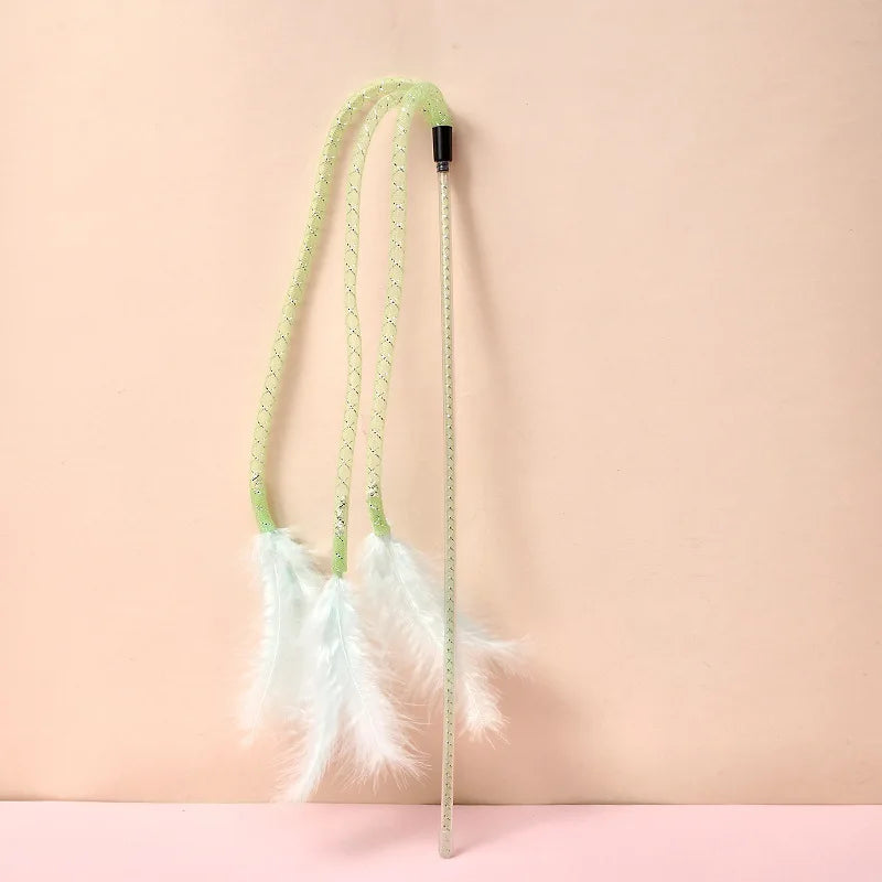 Cat Teaser Stick Feather Toy Interactive Bite Resistant Bell