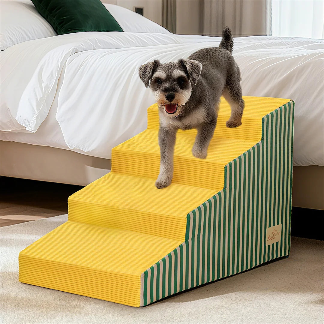 Bright Pet Stairs for Dogs High-Density Foam Gentle Slope Access Ramp 3/4/5 Steps Safe Dog Ramp for Pet Accessibility