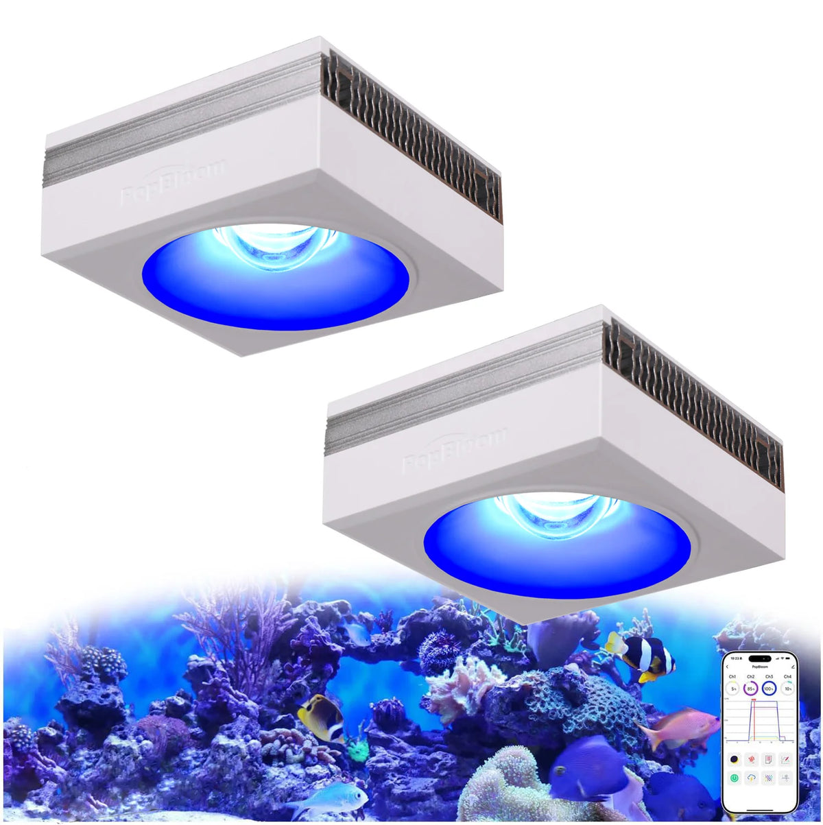 PopBloom RL90 WiFi LED Aquarium Light For Marine Corals