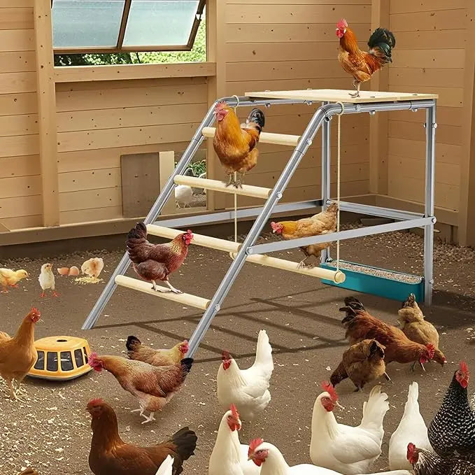 Chicken Perch For Coop With Ladder Design Weatherproof Roosting Bars