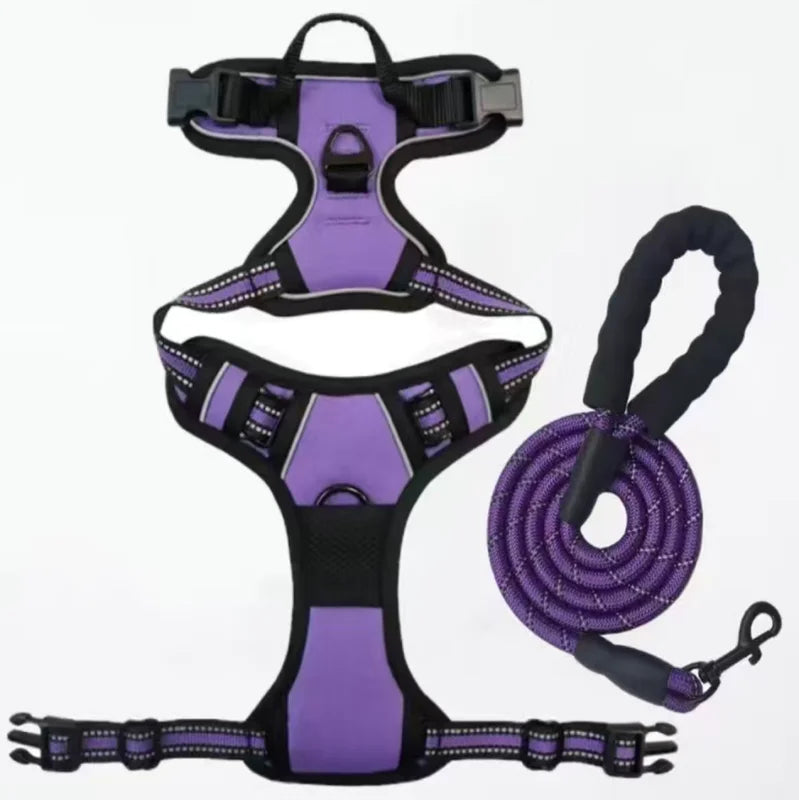 Dog Harness &   Training Leash No Pull Control Adjustable Large Handle Heavy Duty