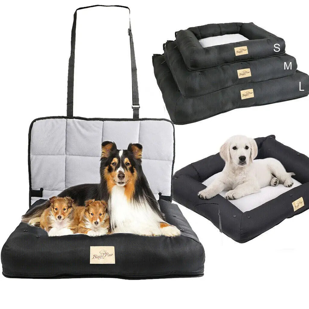 BINGOPAW Waterproof Car Seat Bed For Dogs With Removable Cover