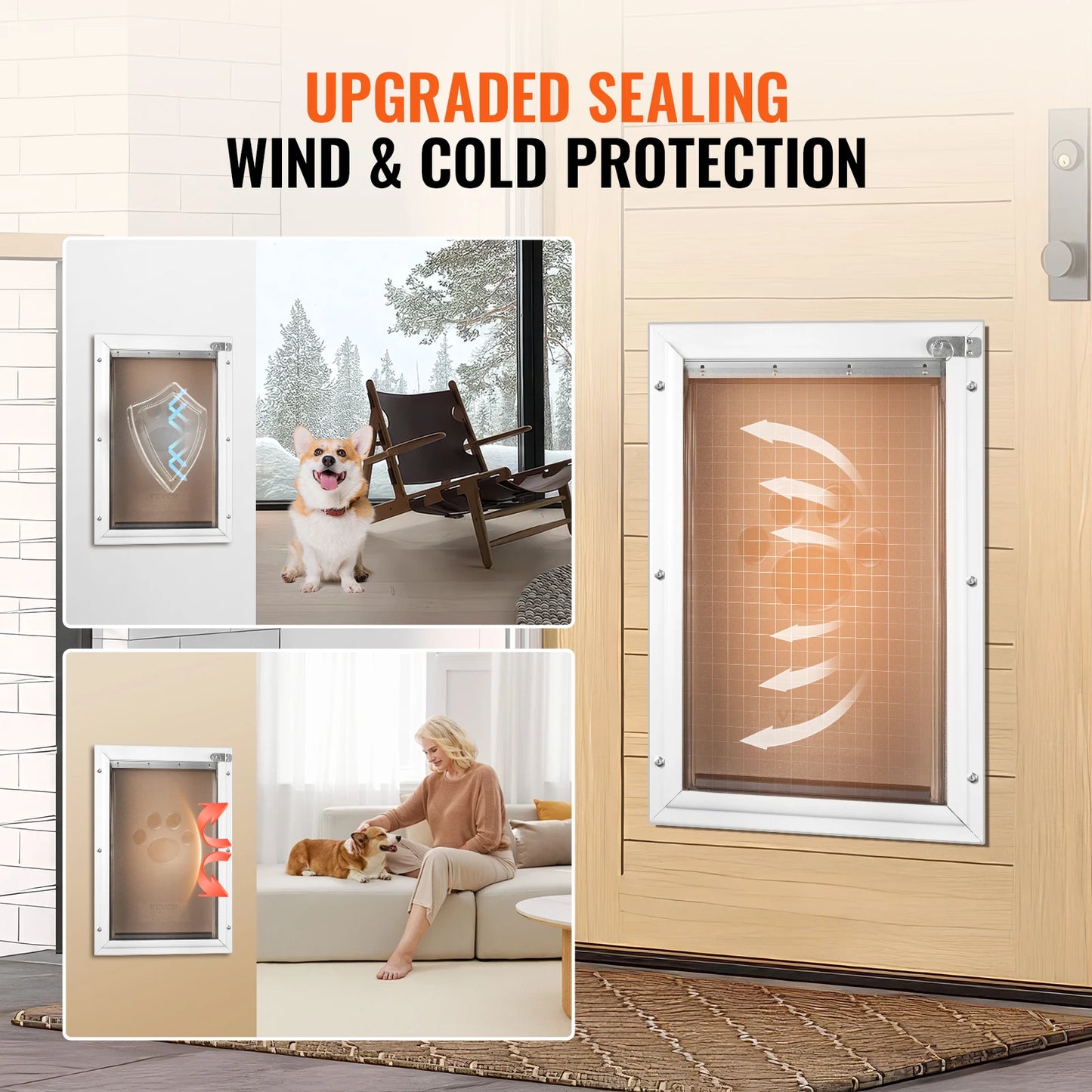 Pet Door Aluminum Frame With Locking Flap System Weatherproof