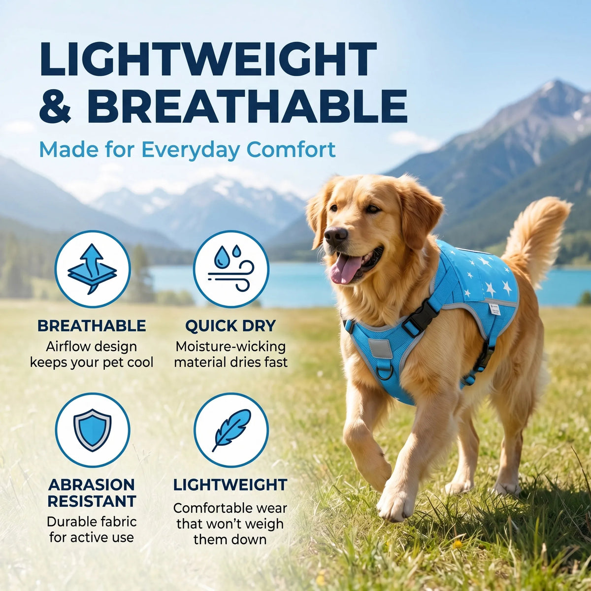 Dog Cooling Vest Harness Jacket For Summer Outdoor Walks