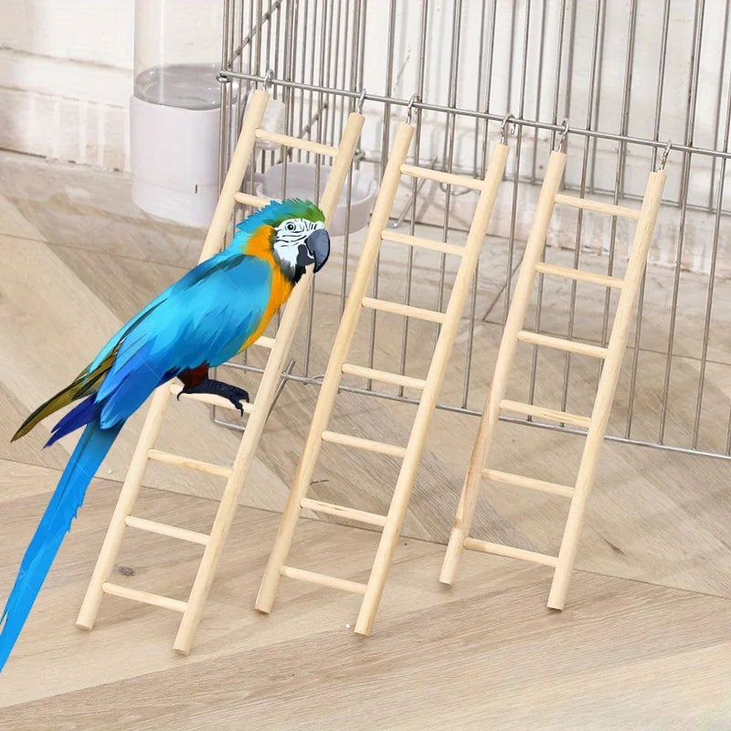 Solid Wood Parrot Climbing Ladder Toy For Birds And Pets