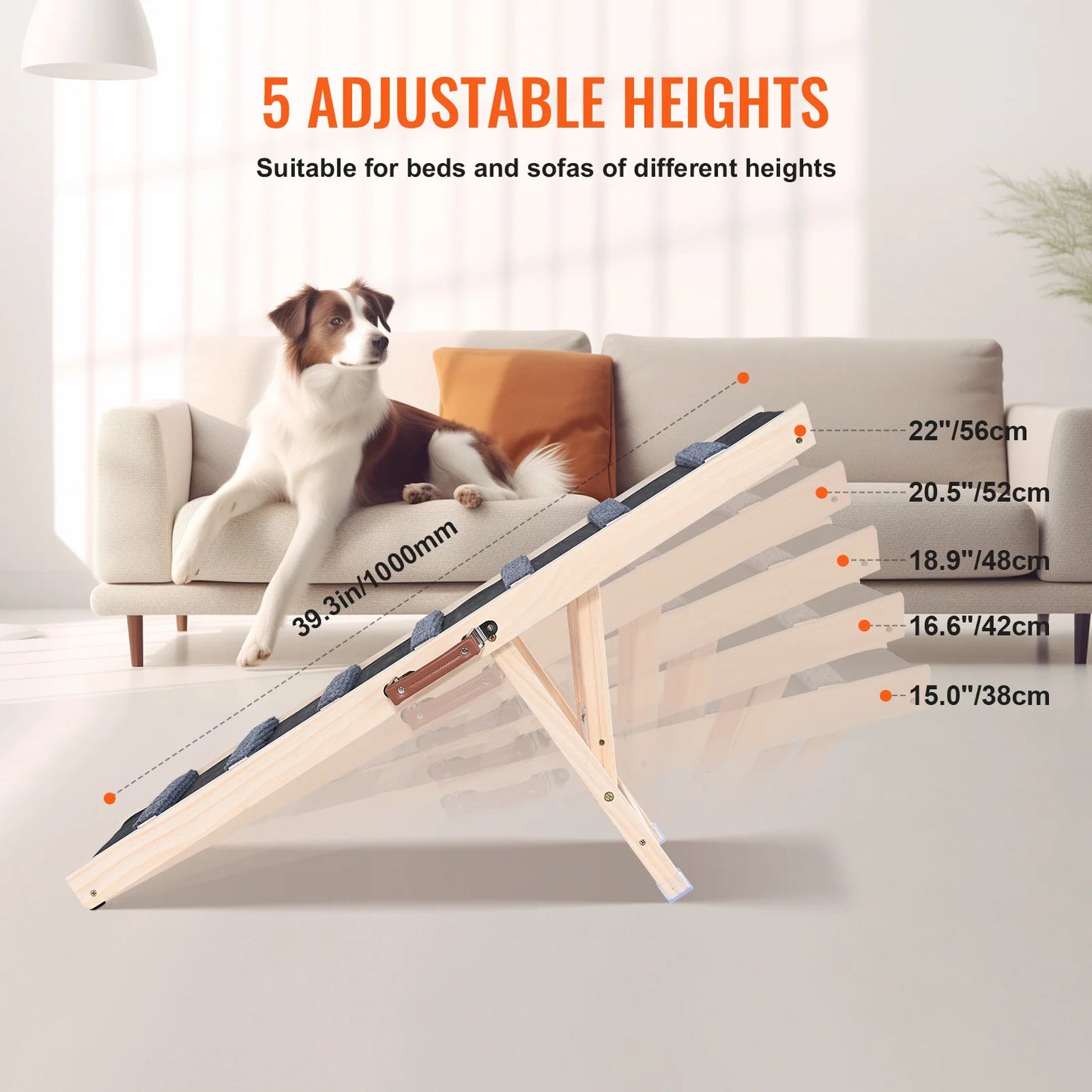 SucceBuy Folding Dog Ramp Anti Slip Wooden Ramp For Dogs