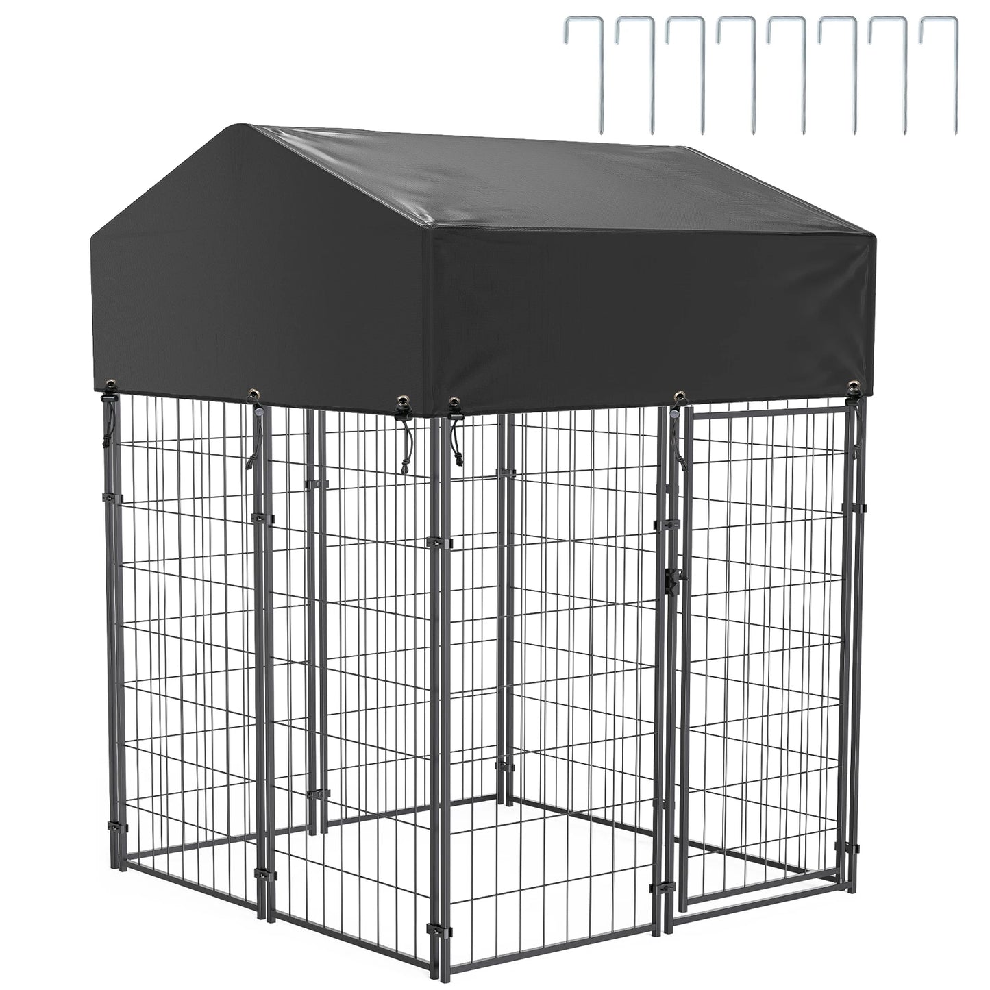 BINGOPAW Large Outdoor Dog Kennel With Welded Wire Run And Canopy