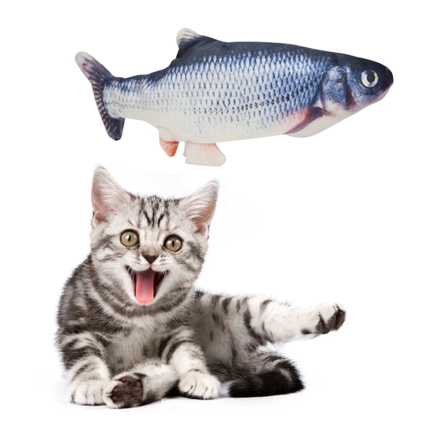 USB Rechargeable Floppy Fish Cat Toy, Interactive Realistic Fish For Cats