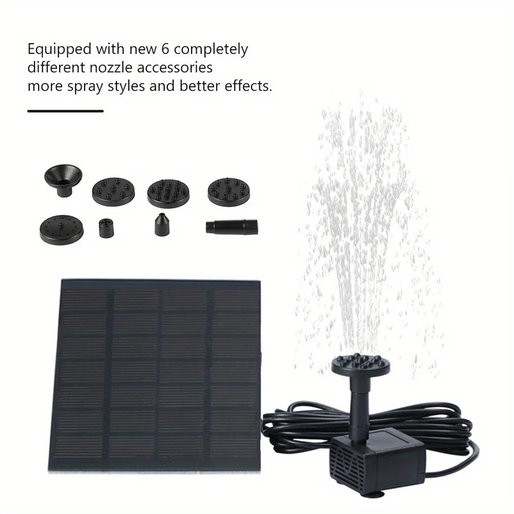 Solar Fountain With Six Nozzles Floating Pond Pump Bird Baths