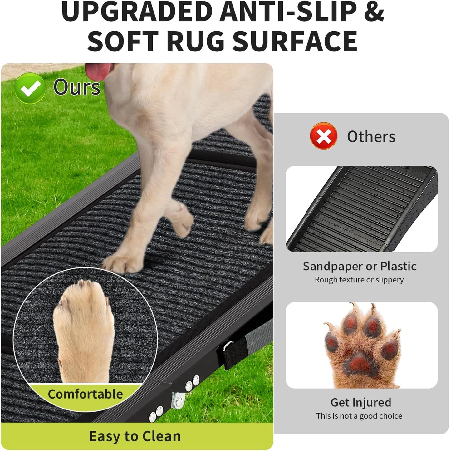 HiMISS Upgraded Car Dog Ramp With Non Slip Surface Folding Portable
