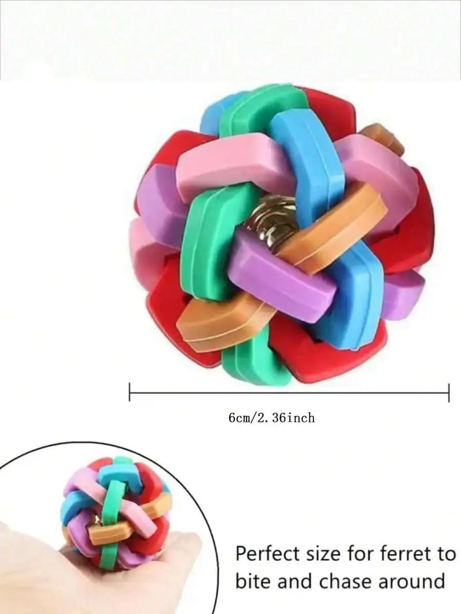 Ferret Toy With Bell - Colorful Squeaky Chew Ball For Small Pets