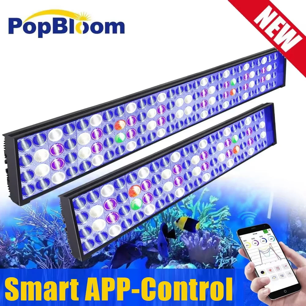 PopBloom WiFi Aquarium Light Full Spectrum For Reef Tanks