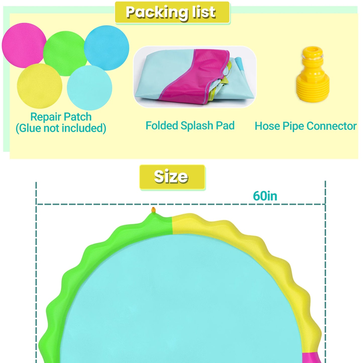 Dog Splash Pad Non Slip Outdoor Water Toy For Pets