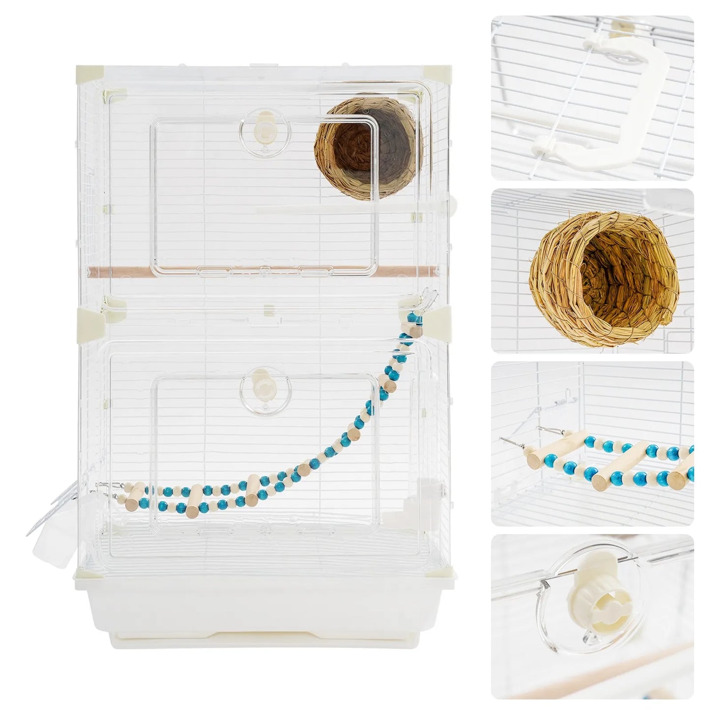 Bird Cage For Small And Medium Birds With Nest Feeders Easy To Clean