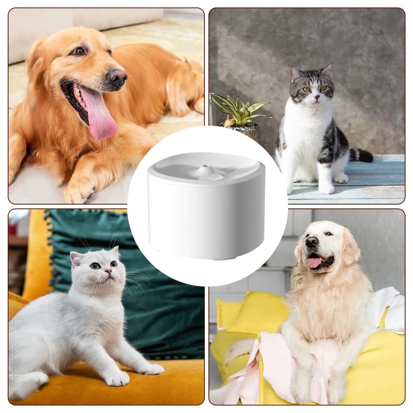 Cat Water Bowls Fountain - USB Powered Quiet Automatic Bowl | Cat Drinking Fountain Water Dispenser - for Kitten Puppy Dog Indoor Home Apartment Living Room Balcony