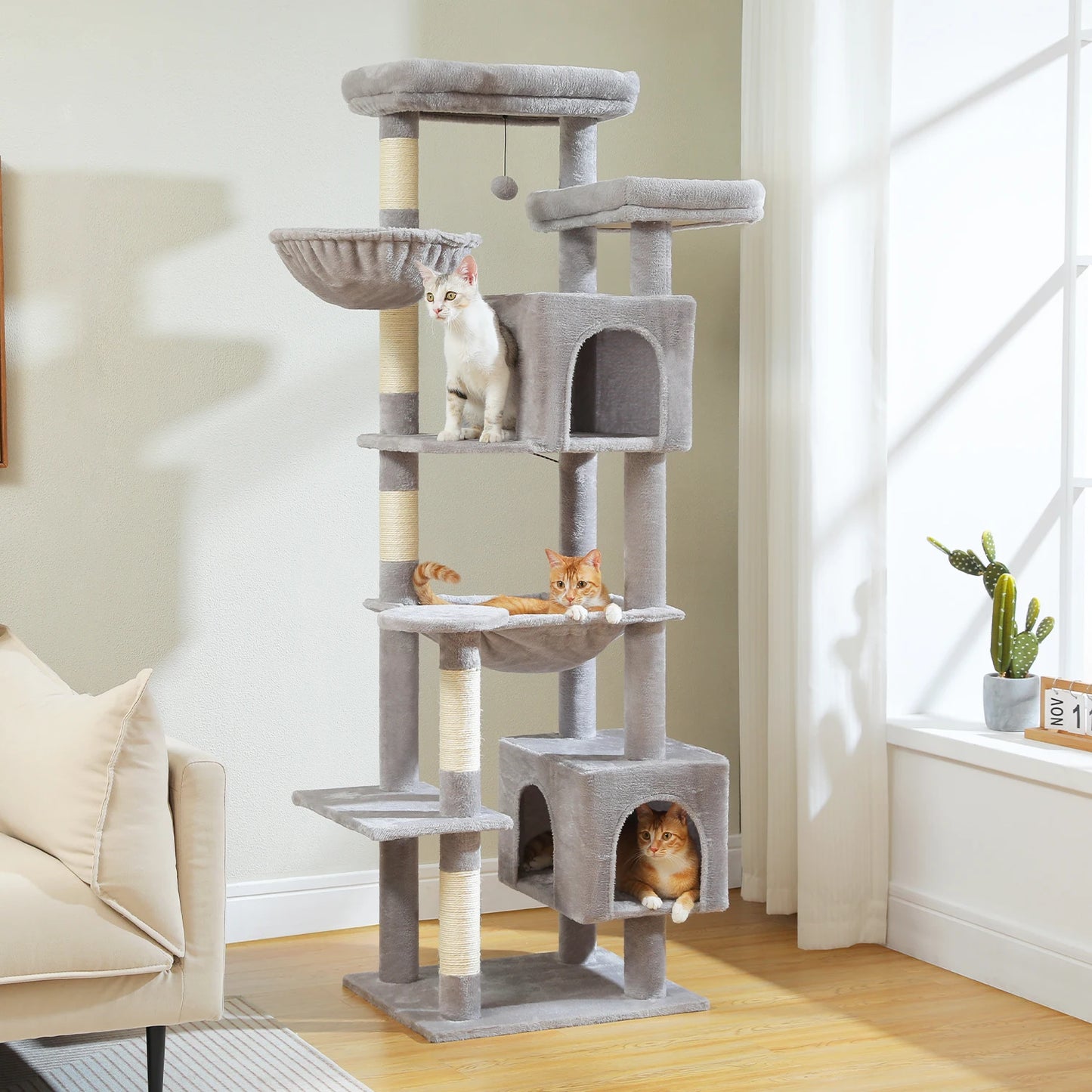 PAWZ Road Cat Tree Tower With Multi Level Plush Condo Scratching Posts