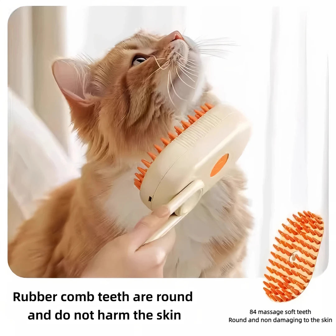 3 In 1 Electric Cat Hair Brush With Steam Spray Massage
