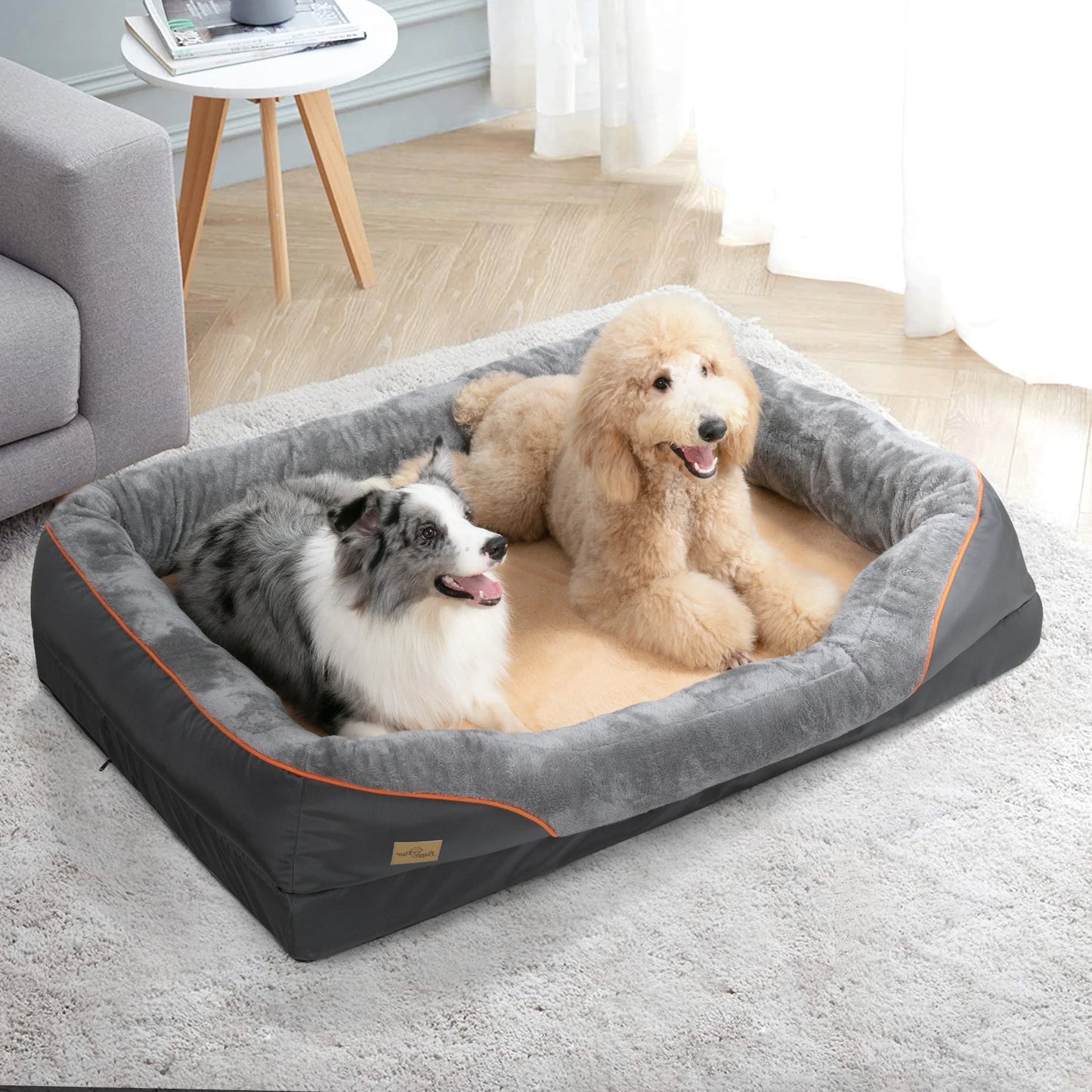 BINGOPAW Large Dog Bed With Anti Allergy Fleece Washable Cover Waterproof