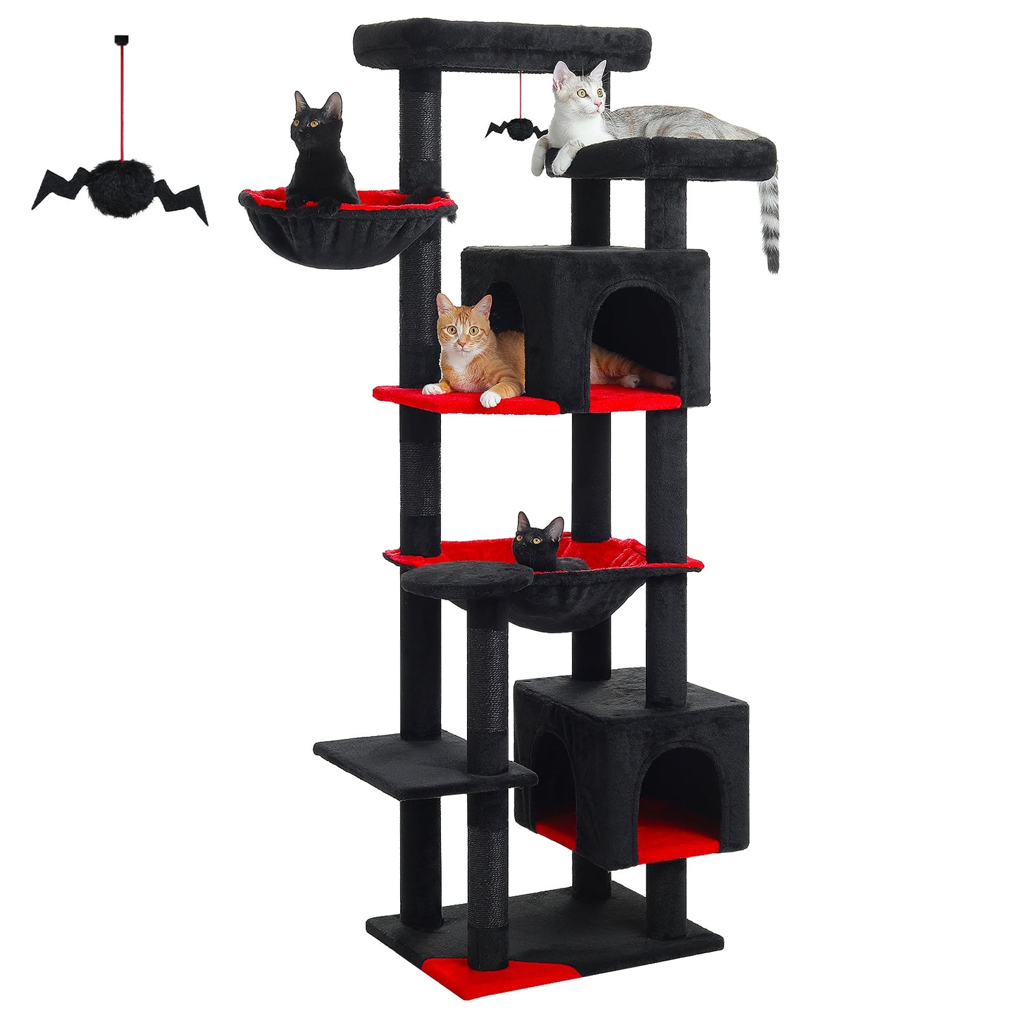 PAWZ Road Tall Cat Tree for Indoor Cats with Hammock and Scratching Posts