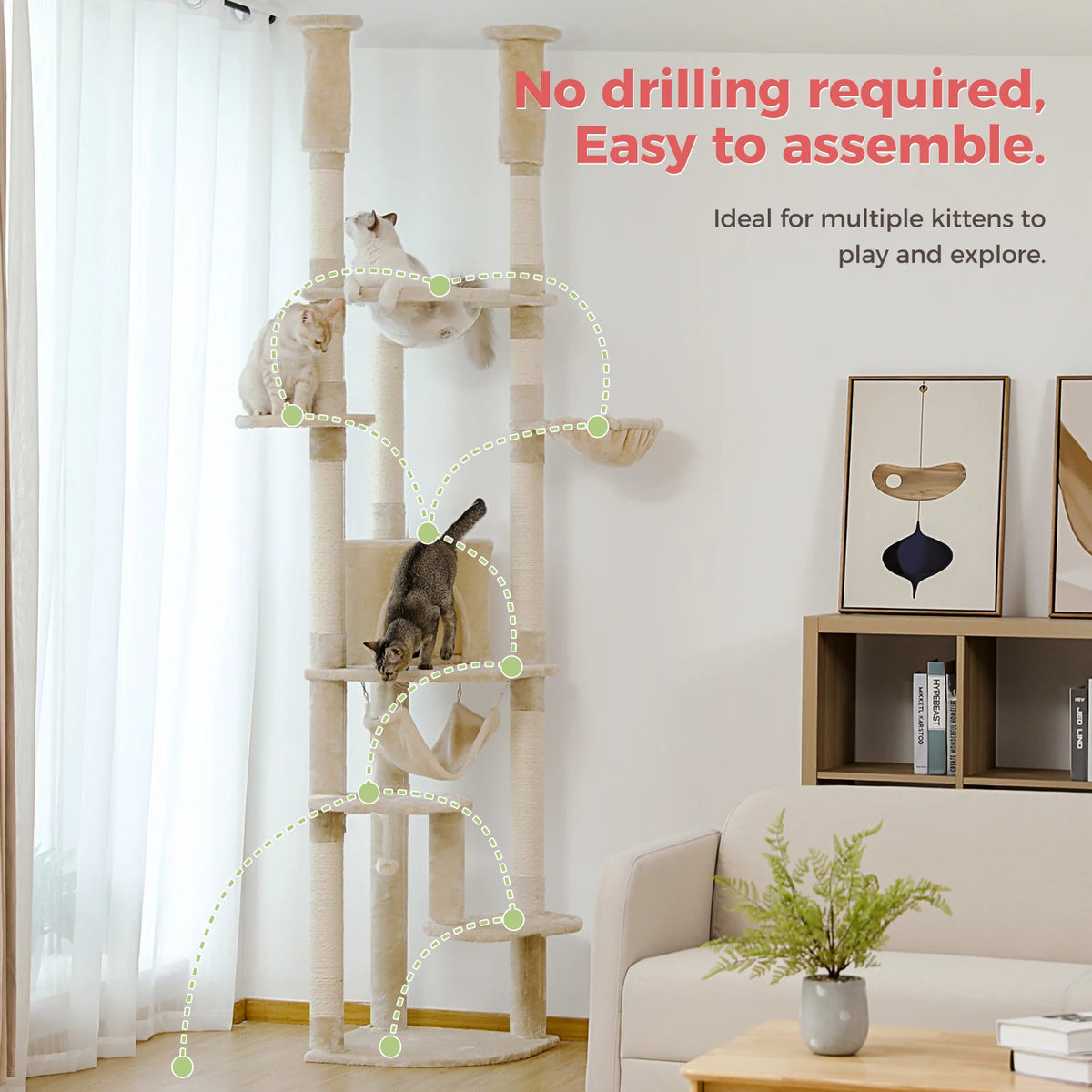Pawz Road Multi Level Floor To Ceiling Cat Condo Tower