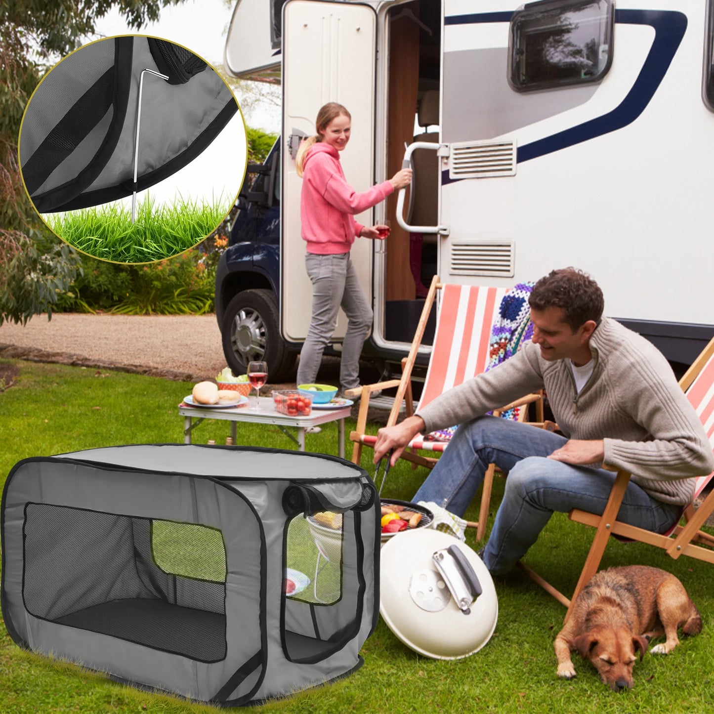 Foldable Pop Up Dog Crate Portable Pet Kennel For Travel And Home