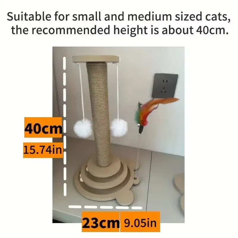 Durable Cat Scratching Post With Pest Resistant Sisal And Rotating Scratcher