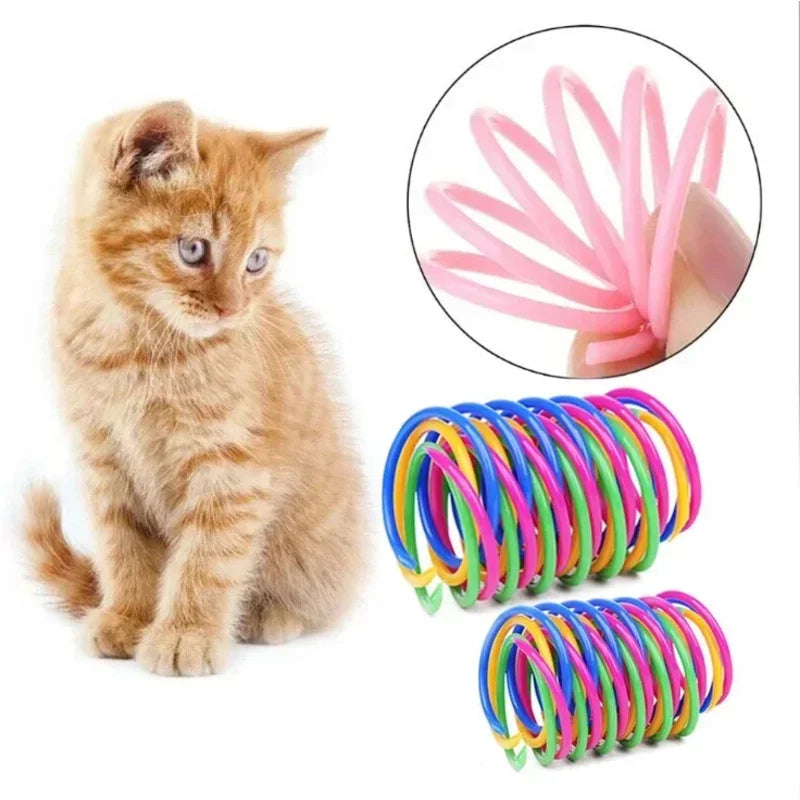 12PCS 12Colors Cat Spring Toys for Indoor Cats, Interactive Coil Springs for Self Play, Durable Heavy Plastic Cat Spiral Spring