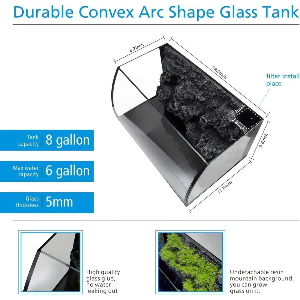 LED Glass Aquarium Starter Kit With 7W Filter Pump And 18W LED Light