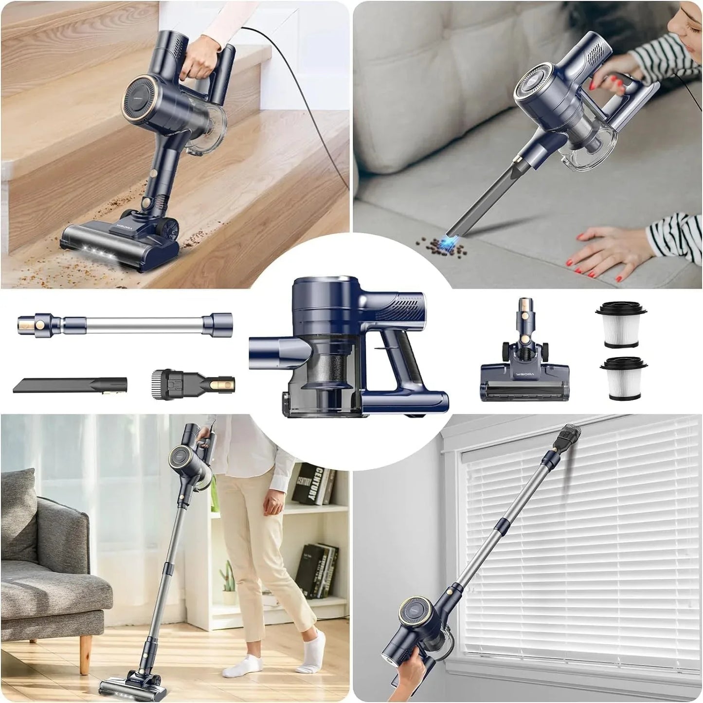 INSE I8 Corded Stick Vacuum 25KPa 600W 6 In 1 Lightweight Cleaner