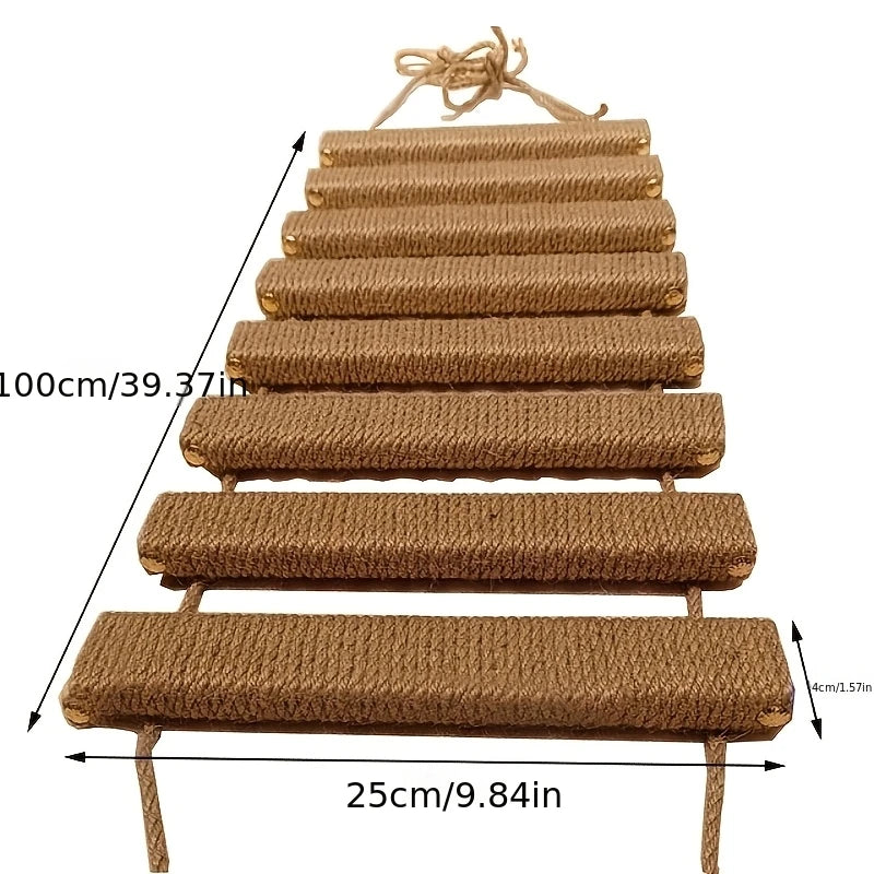 Multi Level Cat Ladder Indoor Bridge With Sisal Scratching Post And Plush Steps