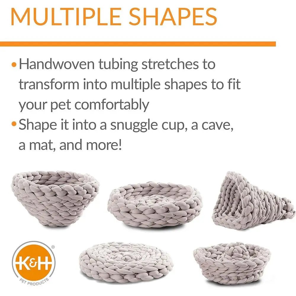 Knitted Cat Bed, Round lexible Pet Bed Gray 17 X 4 Inches