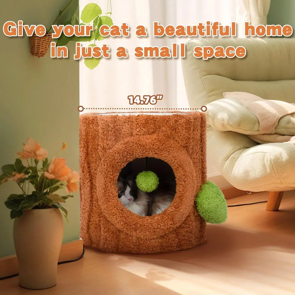 Indoor Cat House Bed With Scratch Table And Hanging Ball Toy
