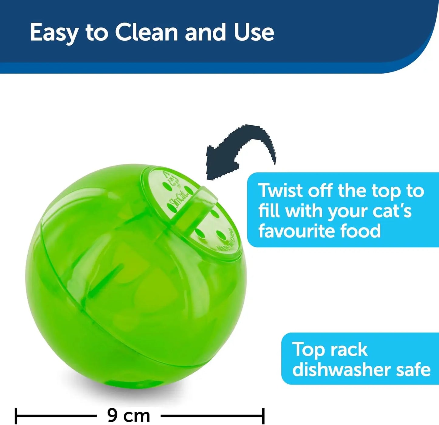 Feeder Ball - Interactive Game for Your Cat - Fill with Food and Treats - Green