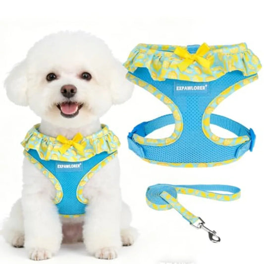 Adjustable No Choke Step In Dog Harness Leash Set Lightweight Mesh