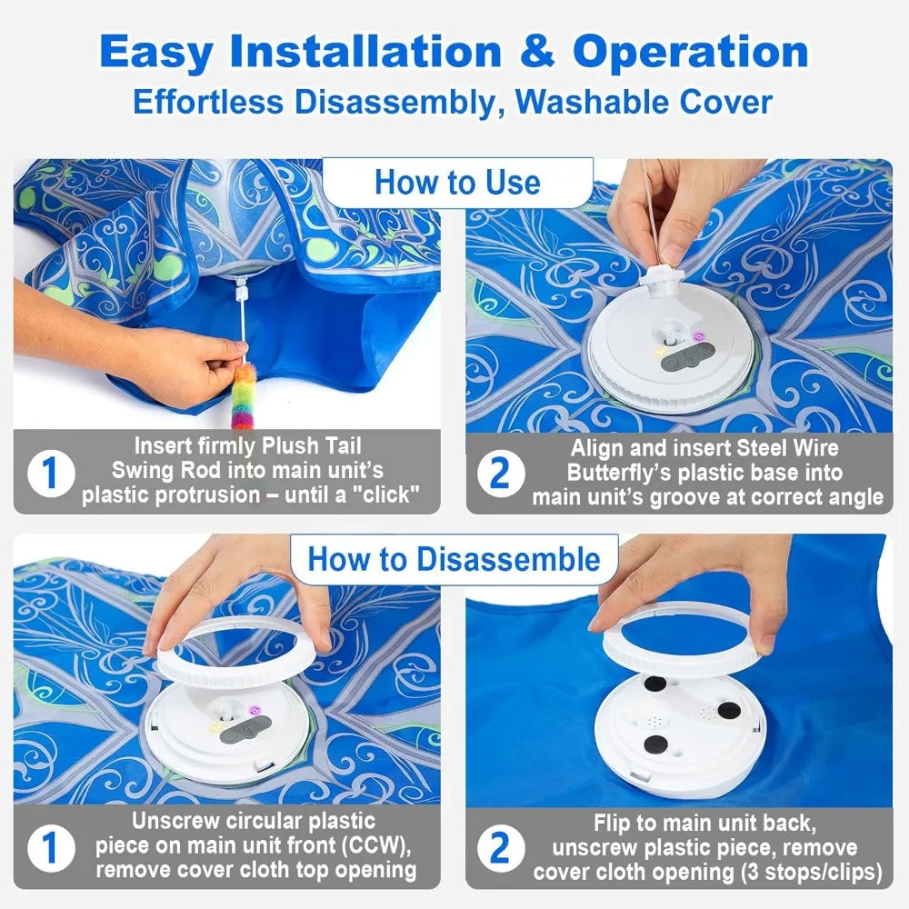 Rechargeable Touch Activated Interactive Hide and Seek Cat Toy for Indoor Cats with Fluttering Motion