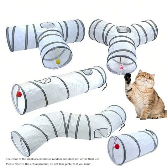 White Cat Tunnel, Pet Crawling Tunnel Tube, Cat Activity Toy, Pet Tunnel Game, Pet Supplies