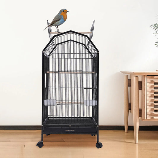 Large Bird Cage With Rolling Stand For Parrots Cockatiels Finches