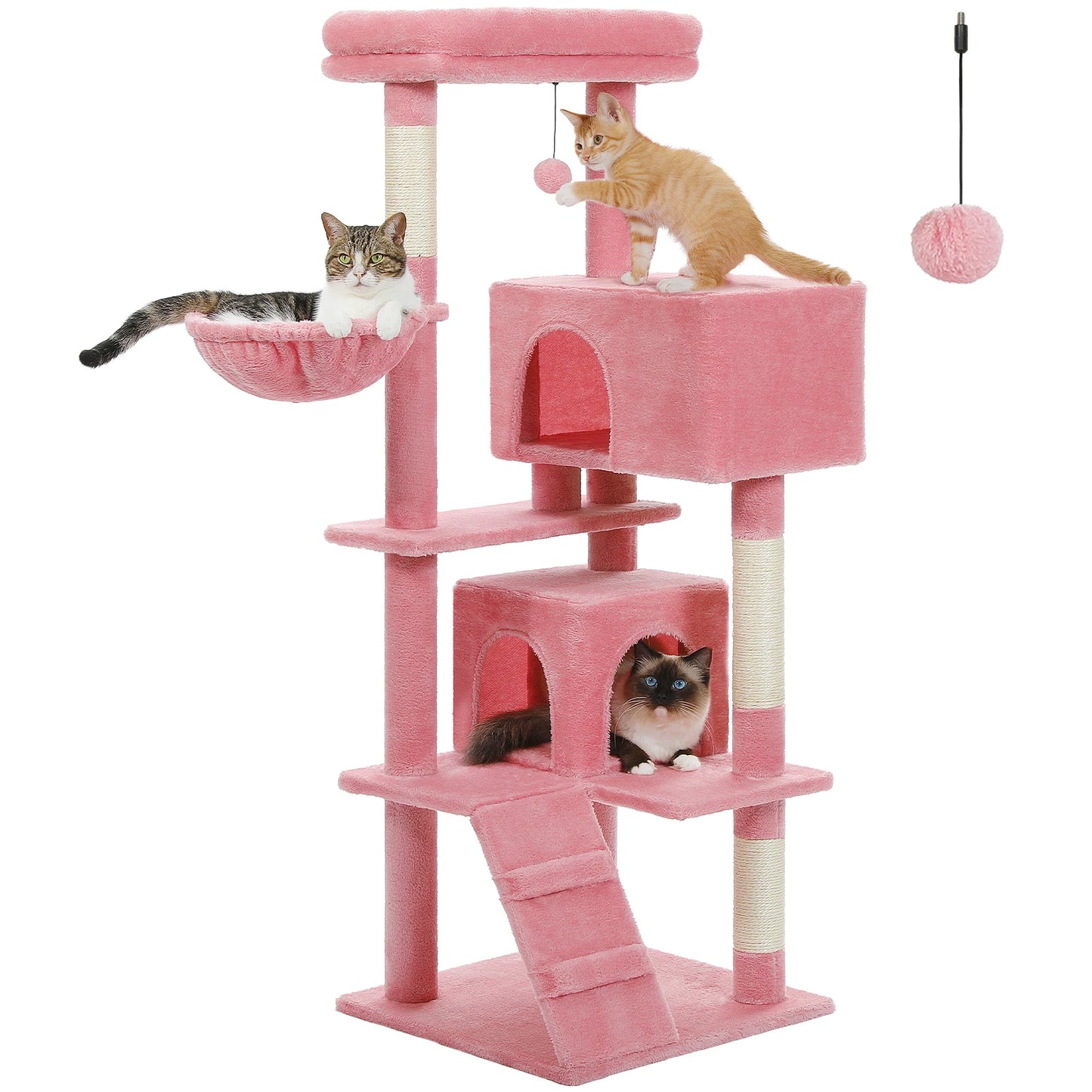 Multi-Level Cat Tree with Hammock, Soft Top Perch, Cozy Condos, Large Cat Tower, Cat Scratching Posts for Indoor, Cat Furniture