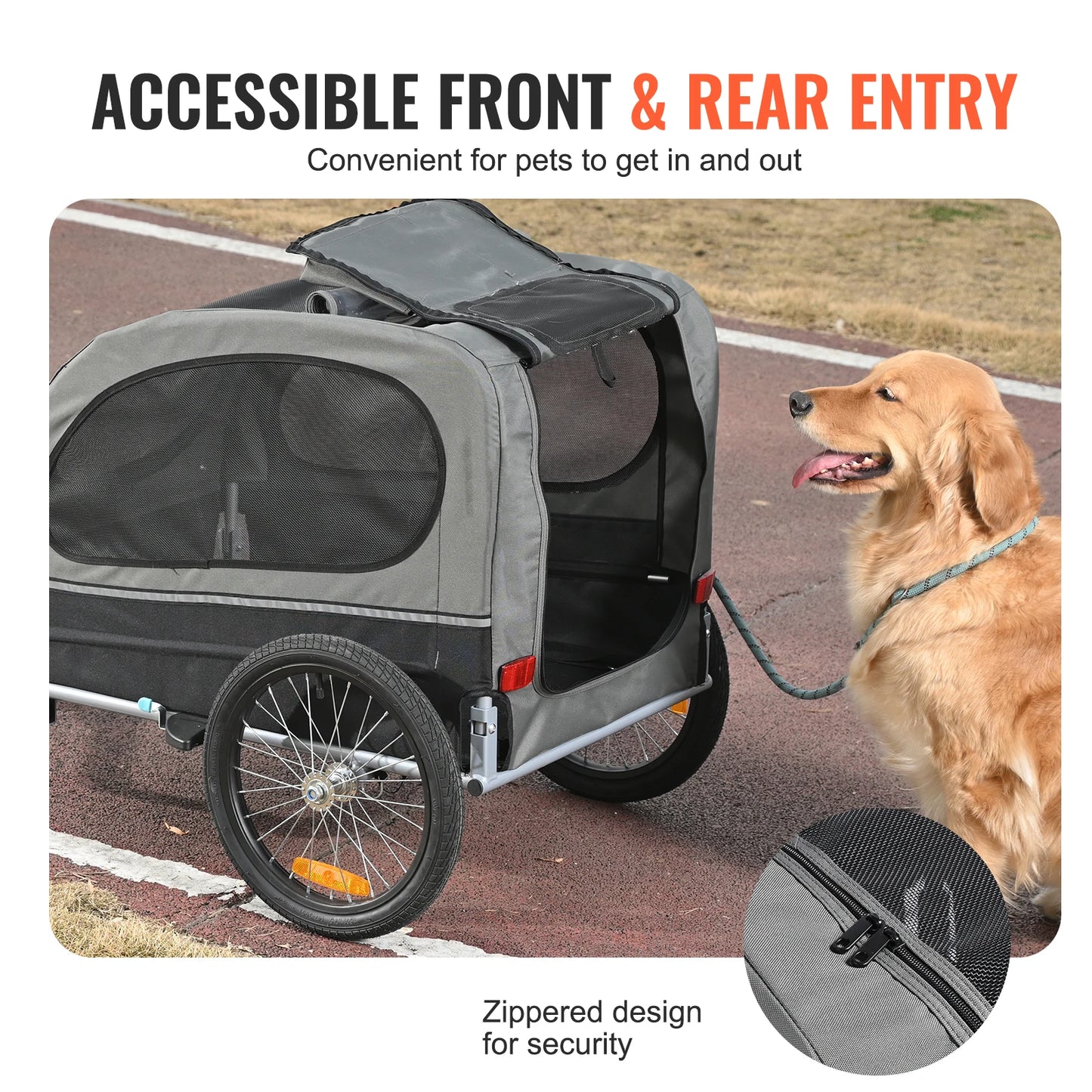 Dog Bike Trailer Carrier 88 Lb Capacity With Wheels Reflectors Flag